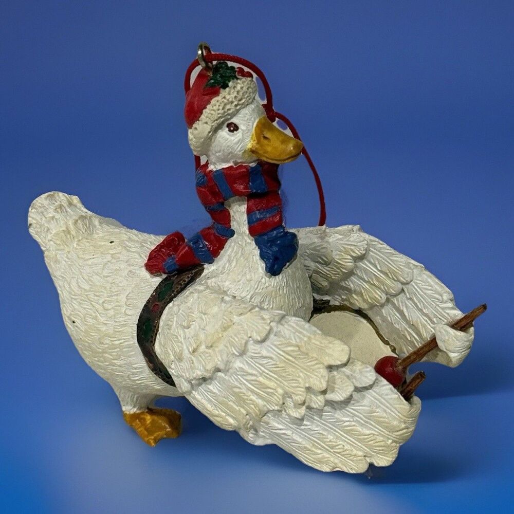 Rare HTF Vintage Goose Duck Christmas Ornament Kurt Adler Playing Drum Music Tag